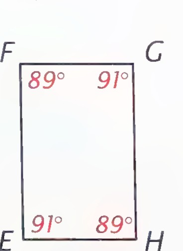 Quadrilateral EFGH with angles 89°, 91°, 91°, and 89° marked from the upper left.