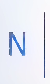 A capital N beside a vertical mirror line.