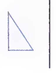 An unfilled right triangle beside a vertical mirror line.