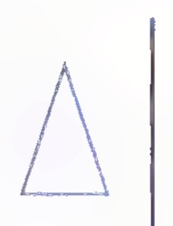 An unfilled isosceles triangle beside a vertical mirror line.