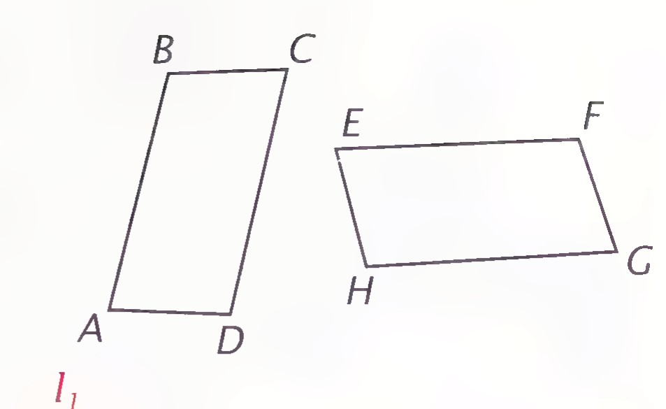 Parallelogram ABCD at the left and the congruent parallelogram EFGH at the right.