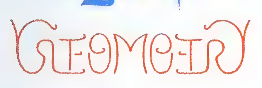 The word “GEOMETRY” drawn in outline letters so that it reads as a word either way up.