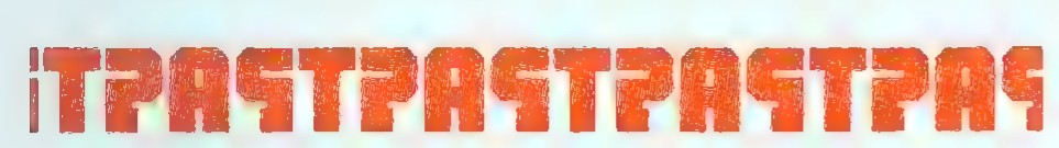 The word “PAST” repeated in orange-red block letters, with the final S reversed so that the pattern repeats seamlessly.