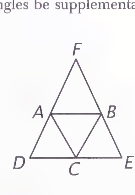 Triangle DEF with an equilateral triangle ABC inscribed so that A lies on DE, B on EF, and C on FD; AB is parallel to DE.