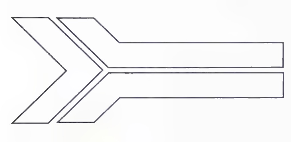An outline drawing of the Amtrak symbol, with three overlapping hexagonal regions.
