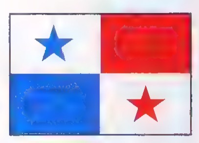 The flag of Panama: four rectangles, with a blue star and a red star in opposite corners.