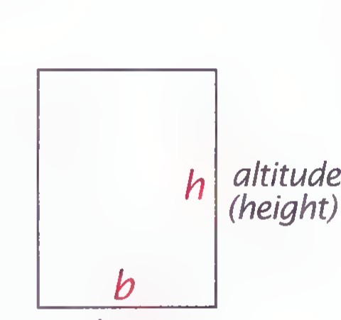 A rectangle with its base labeled b and its altitude labeled h.