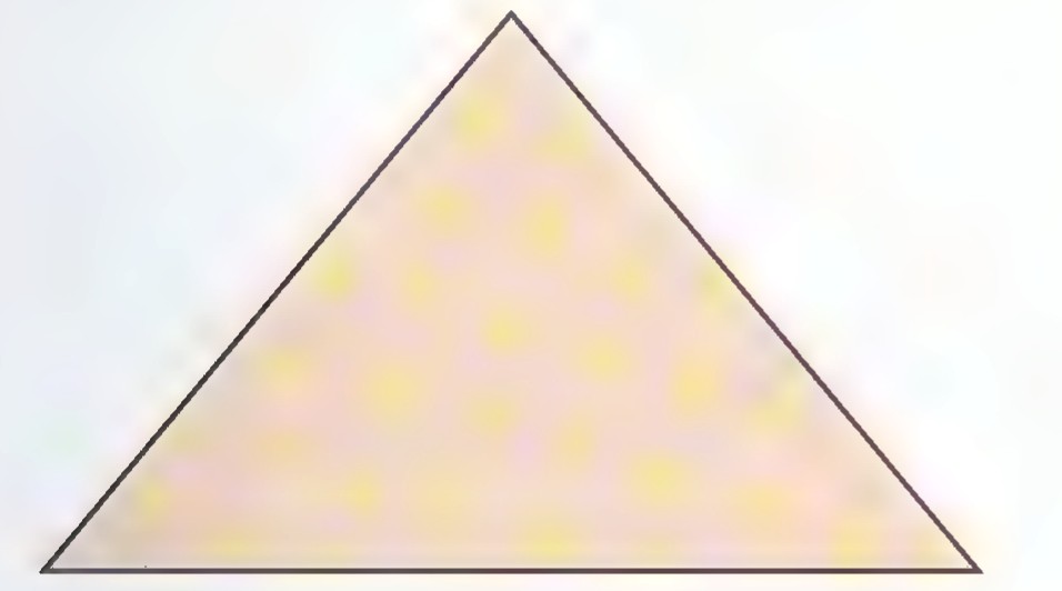 A large isosceles triangle shaded yellow, representing one section of the roof.