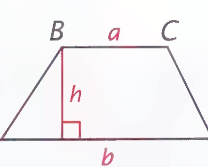 Trapezoid ABCD with upper base a, lower base b, and altitude h.