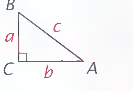 Right triangle ABC with legs a and b and hypotenuse c.