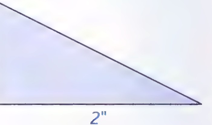 A right triangle with a vertical leg of 1 inch and a horizontal leg of 2 inches.