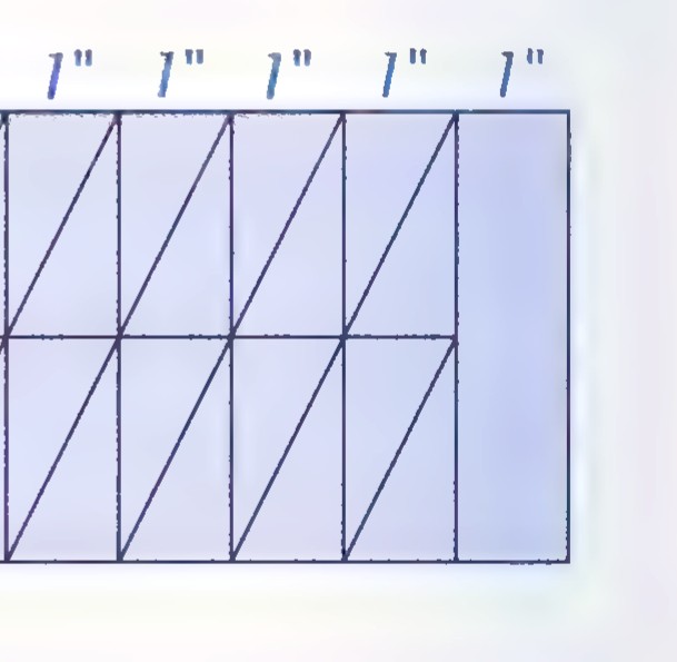 A 4-by-6-inch file card marked off into a grid of 1-inch squares, with right triangles drawn in each square.