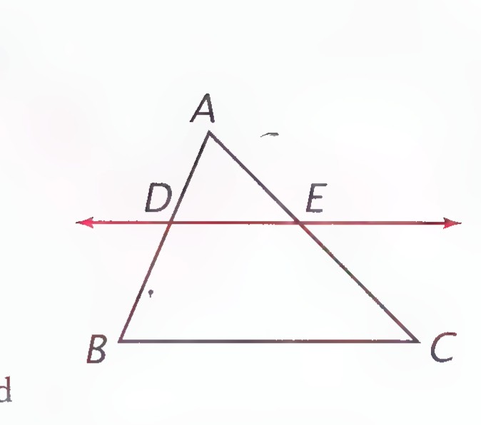 Triangle ABC with DE drawn parallel to BC, intersecting AB at D and AC at E.
