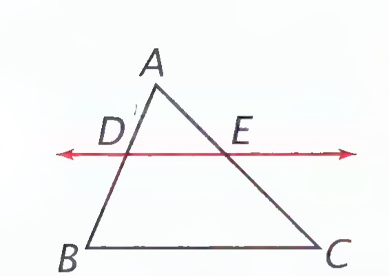 Triangle ABC with DE parallel to BC, intersecting AB at D and AC at E.