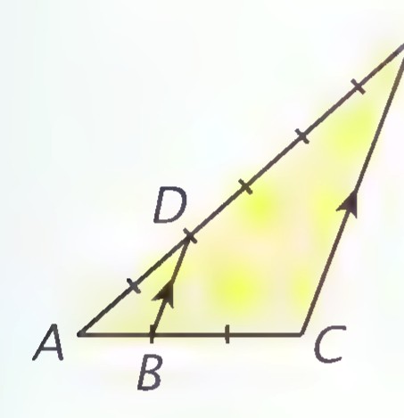A triangle with a line parallel to one side dividing the other two sides into lengths marked 3 and 2, labeled 3 × 2.
