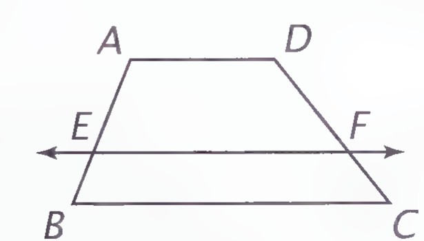 Trapezoid ABCD with bases AD and BC, and EF drawn parallel to BC with arrows at both ends.