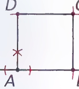 Square ABCD, with tick marks on the left side and on part of the base, marking equal lengths.