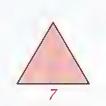 A pink equilateral triangle with its base labeled 7.