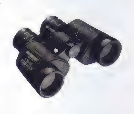 Photograph of a pair of black binoculars.