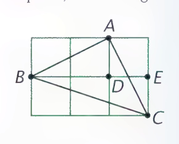A 3-by-2 grid of six unit squares with points A, B, C, D, and E marked and segments AB, BC, AC, BD, BE, and EC drawn.