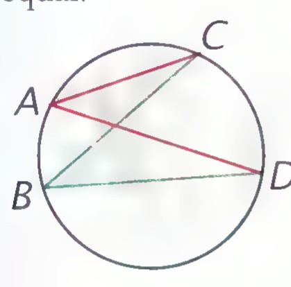 Circle with points A, B, C, and D, and inscribed angles at A and B both opening on chord CD.