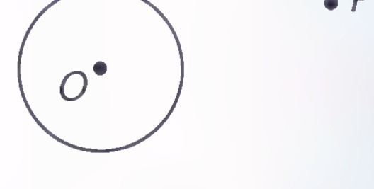 A circle with center O and an external point P at the upper right.