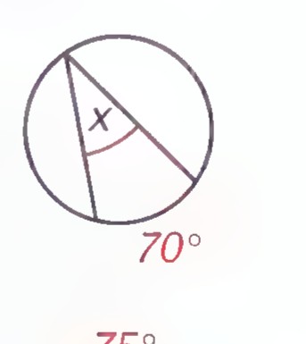 Figure 9: circle with an inscribed angle x and an arc labeled 70°.