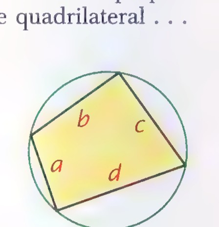 Cyclic quadrilateral with sides labeled a, b, c, and d.