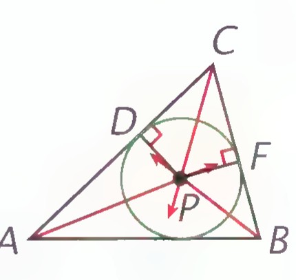 The same triangle with ray CP drawn, showing that CP bisects angle C.