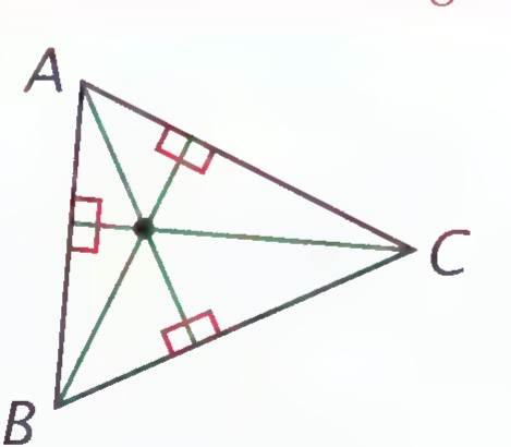 Triangle ABC with the lines containing its three altitudes drawn, meeting at a point, with right angles marked at the feet.