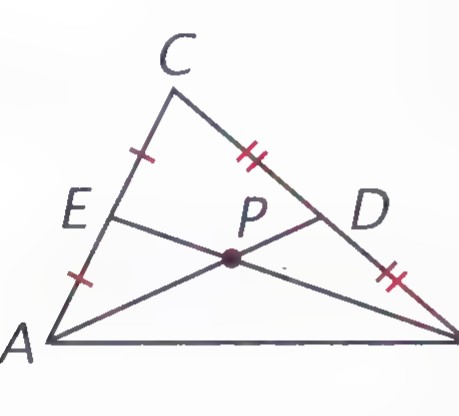 Triangle ABC with medians AD and BE meeting at P.