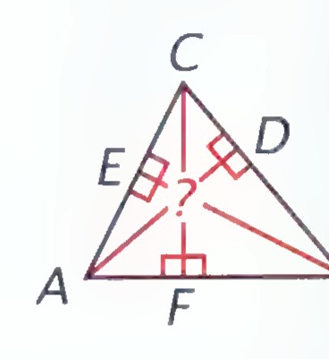 Triangle ABC with the altitudes AD, BE, and CF drawn, with right angles marked at D, E, and F.