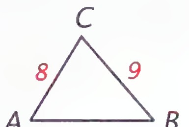 Triangle ABC with sides AB = 10, AC = 8, and BC = 9.