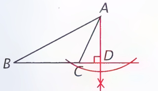 Obtuse triangle ABC with the altitude AD constructed from A to the line BC extended.