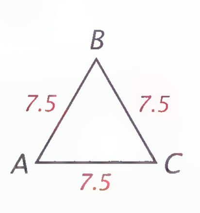Equilateral triangle ABC with each side labeled 7.5.