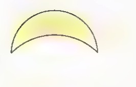 A crescent moon shape formed by two arcs, shaded yellow.