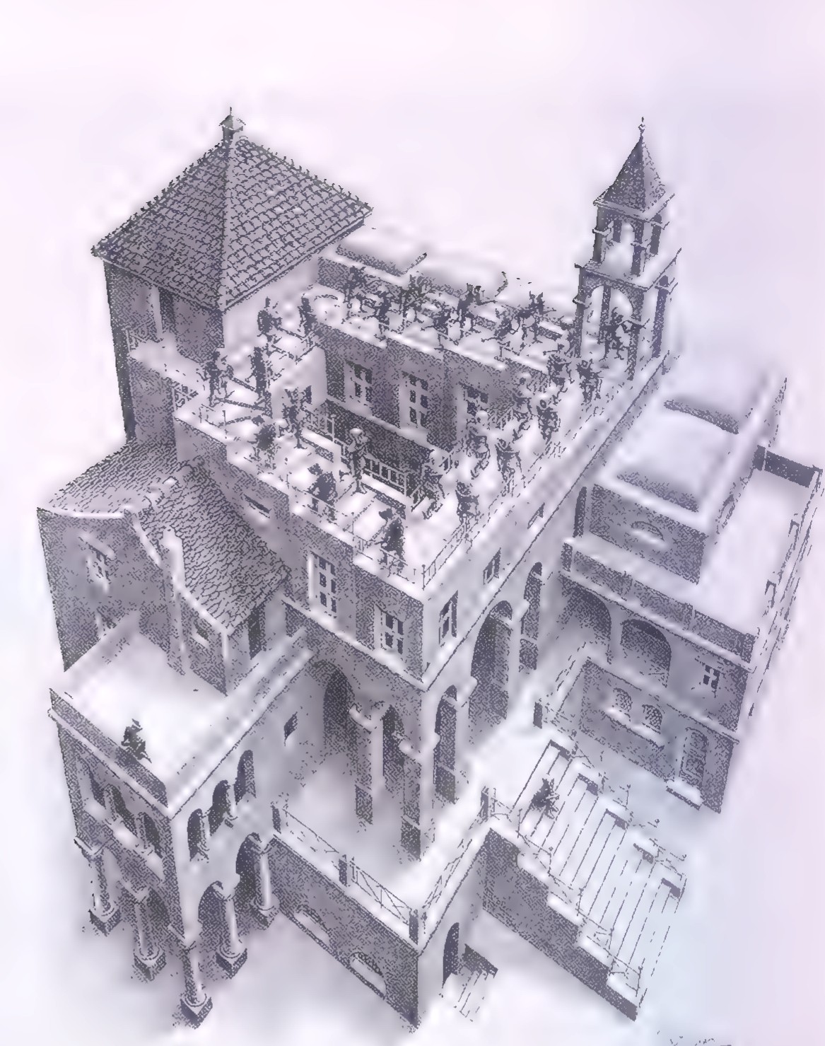 Escher’s Ascending and Descending: a building whose roof is a staircase on which people walk endlessly up or down.