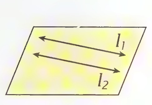 A plane containing two parallel lines l₁ and l₂.