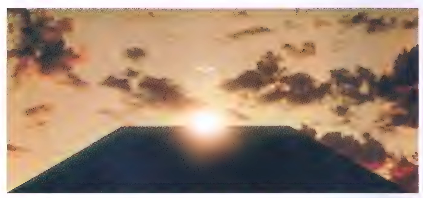A black monolith standing in a desert at sunrise, with the sun rising behind its top edge.