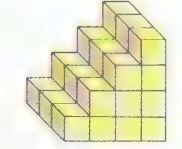 A block shaped like a staircase, made of small cubes.