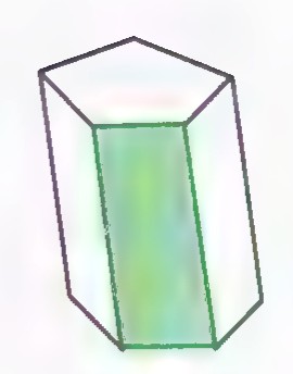 A hexagonal prism with one lateral face shaded green.