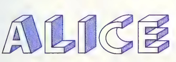 The word ALICE drawn as three-dimensional block letters.