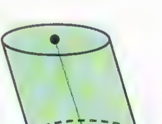 An oblique cylinder with its slanted axis drawn.