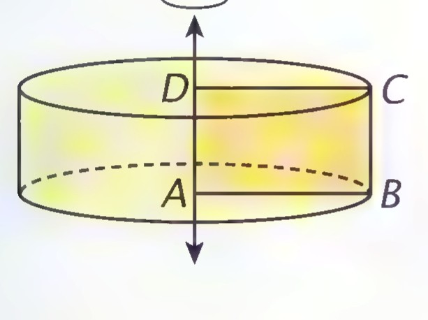 A white cylinder with rectangle ABCD inside, rotated about the vertical side AB.