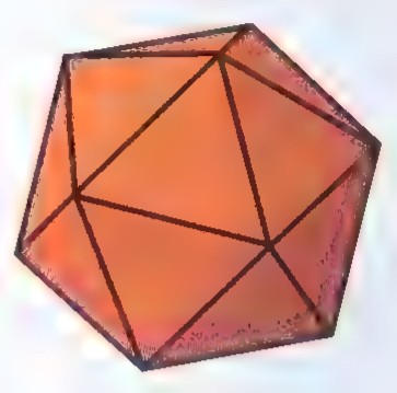 An orange icosahedron.