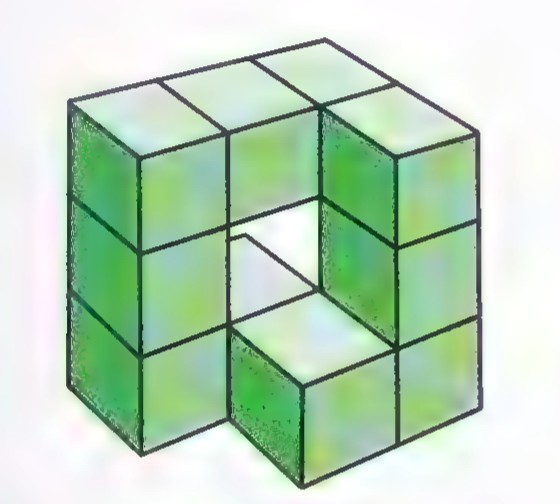 A green ring of cubes forming a square with one gap and a step, each cube shaded on its visible faces.