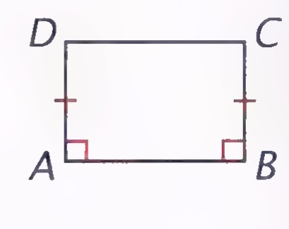 A Saccheri quadrilateral labeled A, B, C, D with right angles marked at A and B.