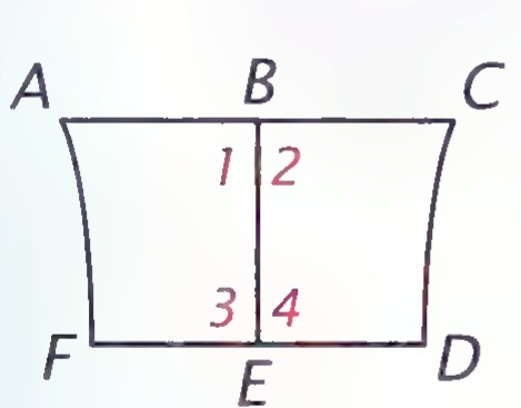 A quadrilateral ACDF, with points B on AC and E on FD, and segments BE, AF, and CD marked.