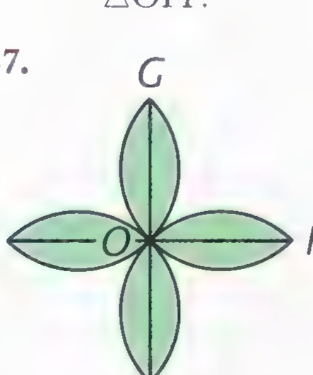 Four petals meeting at O, with points G, H, E, and F at the tips.