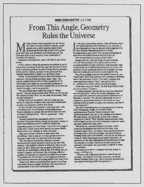 Transparency 1-R-2: Geometry rules the universe
